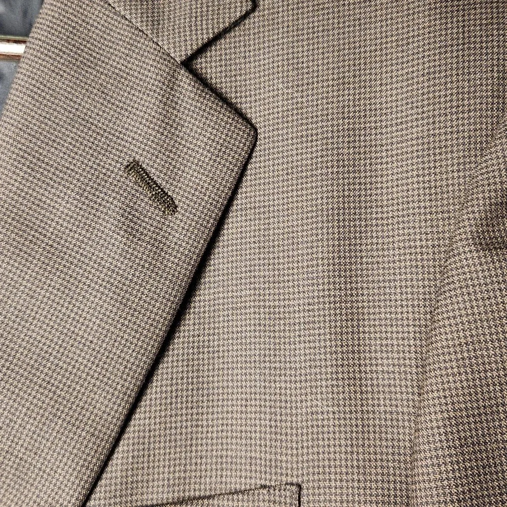 Unbranded Blazer Mens Brown Tan Micro Houndstooth Two Button Sport‎ Coat